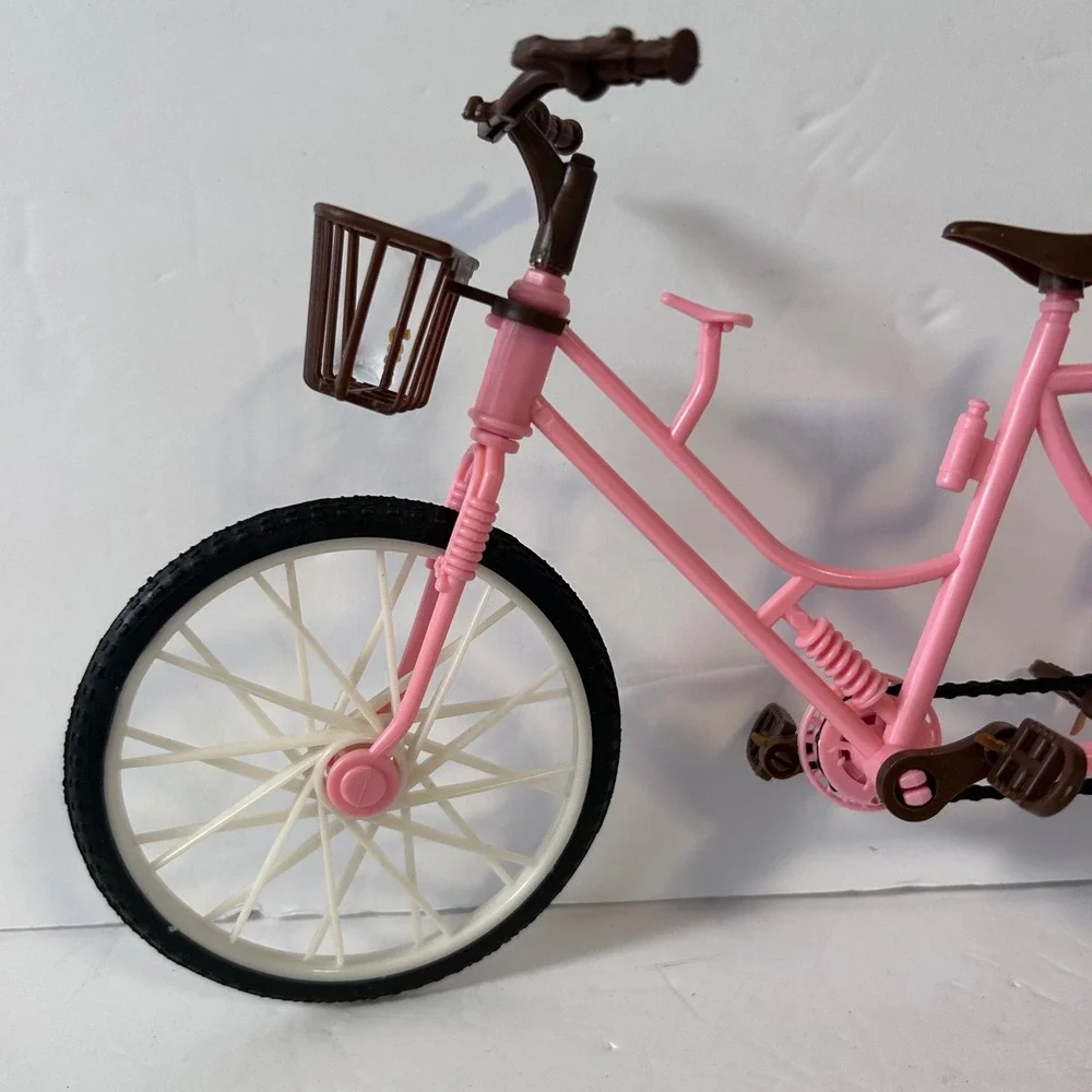 New Pink Tandem Bicycle for 11.5 Inch Fashion Dolls Two Seater Bike with Basket